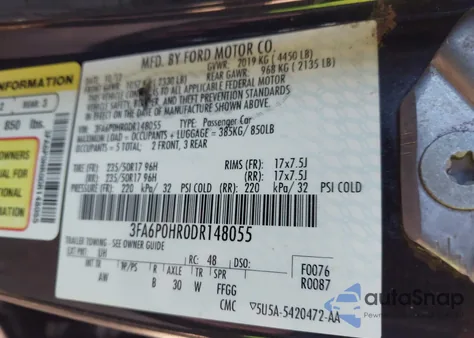 2013 Ford Fusion Se from USA, damaged, VIN 3FA6P0HR0DR148055